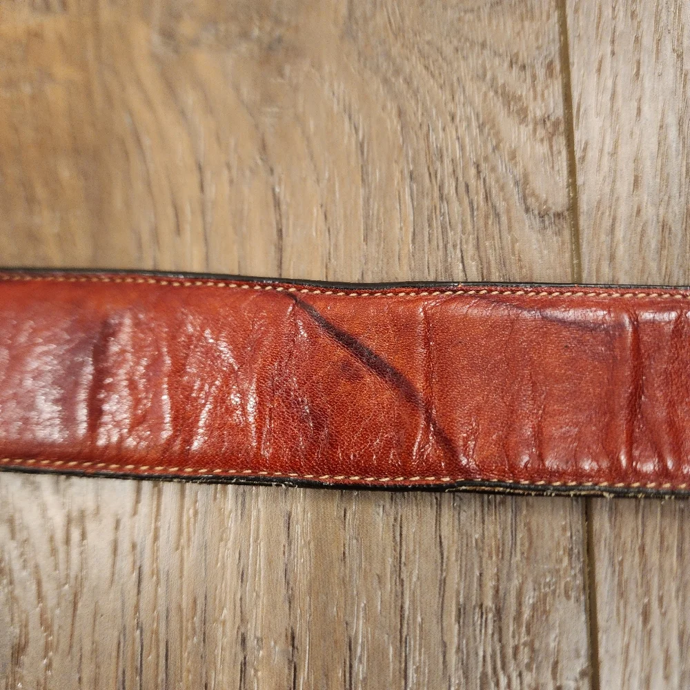 Leegin Silver Creek Billet Overlay Western Belt Leather Made in USA size 40